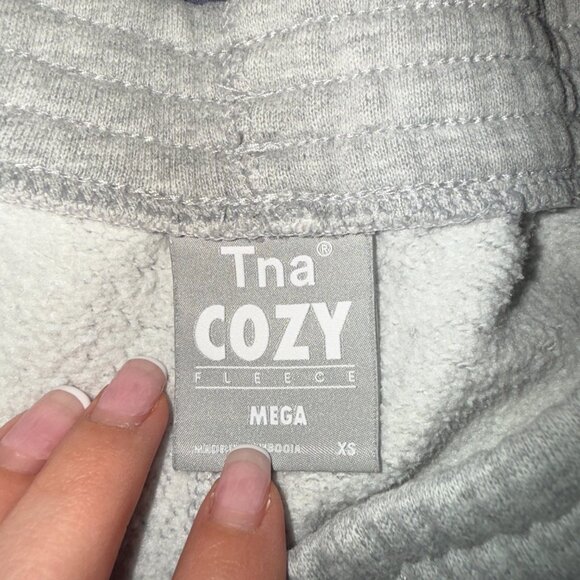 Aritzia TNA Cozy Fleece Mega Sweatpants XS Grey Seam Detail Oversized - Picture 4 of 4